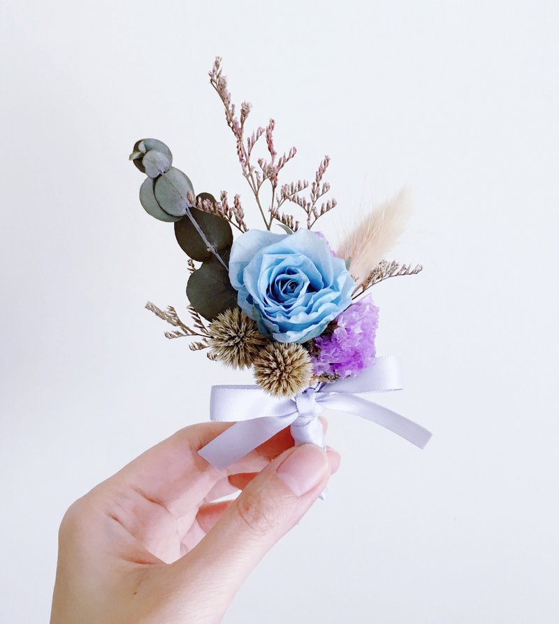 { journee }蓝色系永生花不凋花干燥胸花；干燥花 新郎胸花 胸针 婚礼小物 玫瑰 - 植栽/盆栽 - 植物．花 蓝色