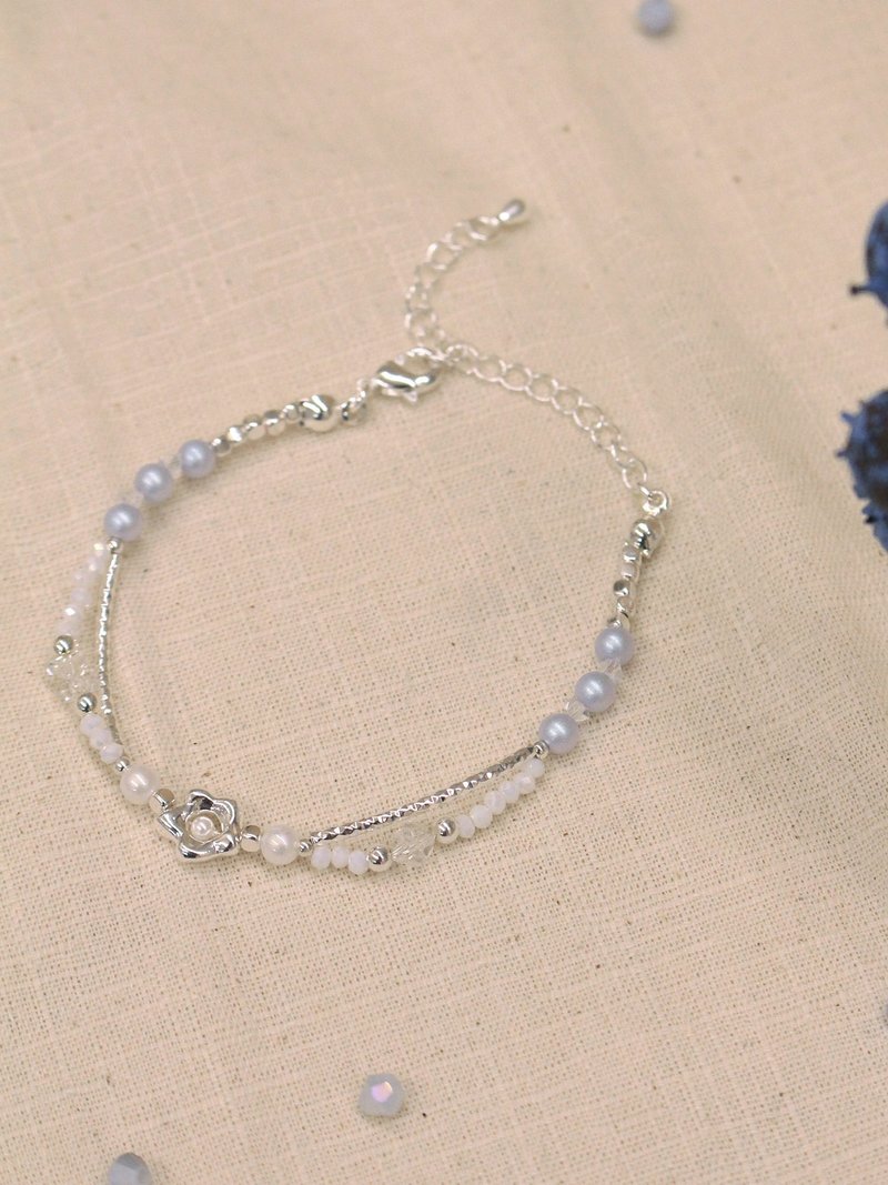 和平小日记。MUCHAT手作珍珠水晶银花手链 - 手链/手环 - 其他金属 银色
