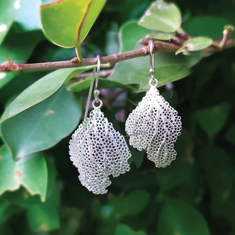 【雙11折扣】Silver earrings , Coral Earrings , Hooks Earrings - 耳环/耳夹 - 纯银 