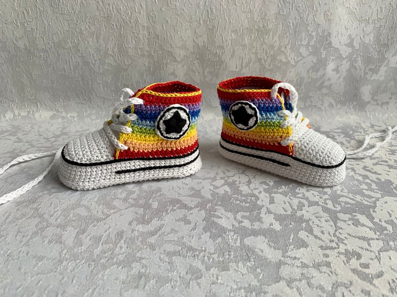 Cute Converse Baby Booties Baby Newborn Shoes Gift Baby Reveal Party Family Look - 婴儿鞋 - 棉 蓝色