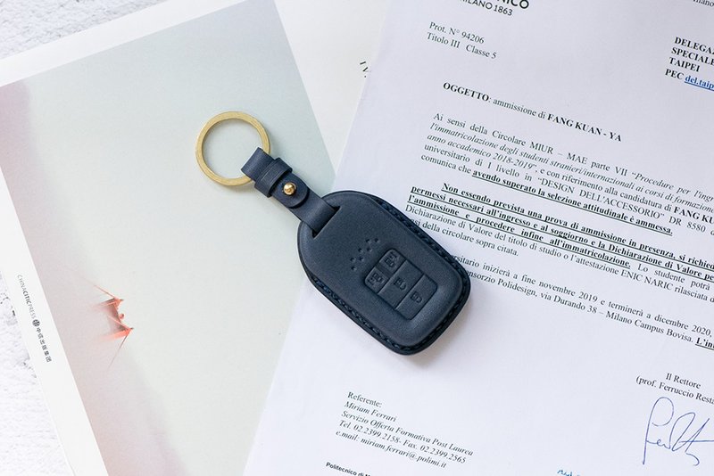 HONDA本田汽车植鞣皮烫金钥匙套/四键/双电动滑门/ODYSSEY/奥德赛 - 钥匙链/钥匙包 - 真皮 