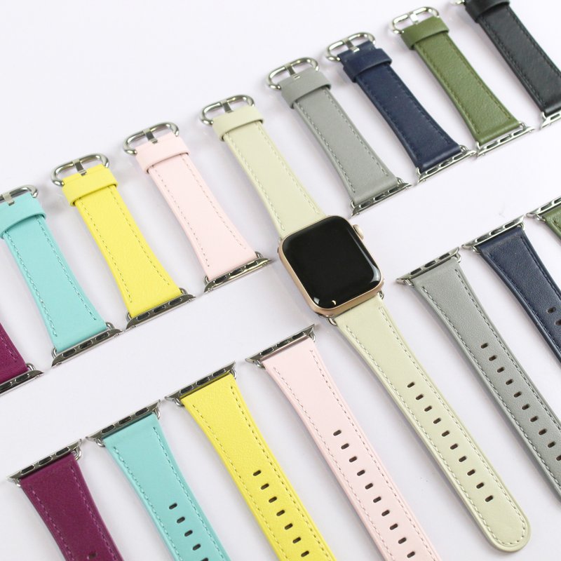Apple Watch 40 Circle真皮表带 9色选择 自定刻字 - 表带 - 真皮 多色