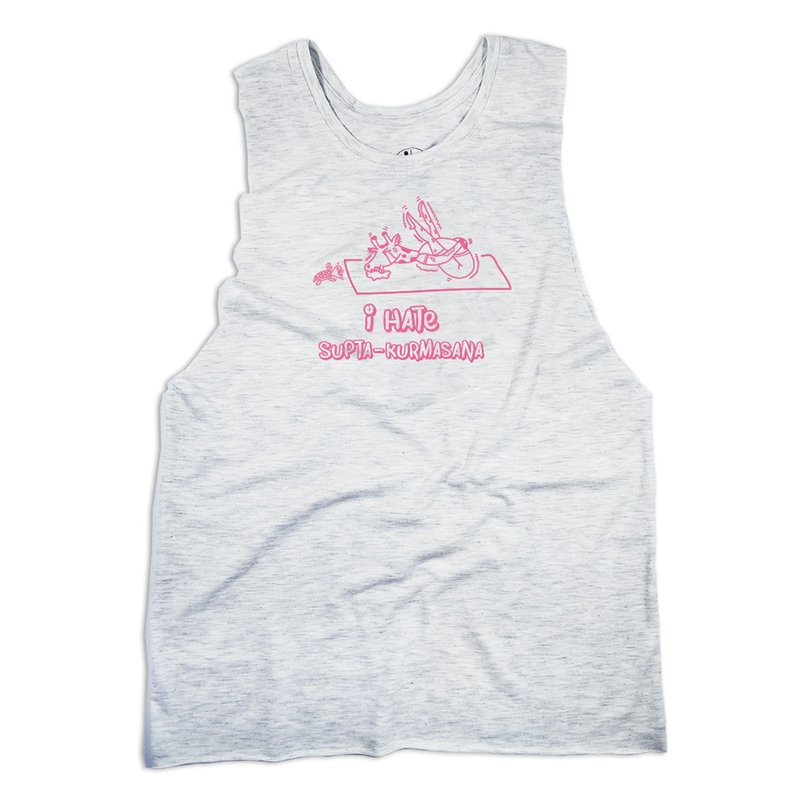 AKUMA YOGA-美式不修边背心-长颈鹿Loca-I hate supra-Kurmasana - 女装 T 恤 - 其他材质 白色