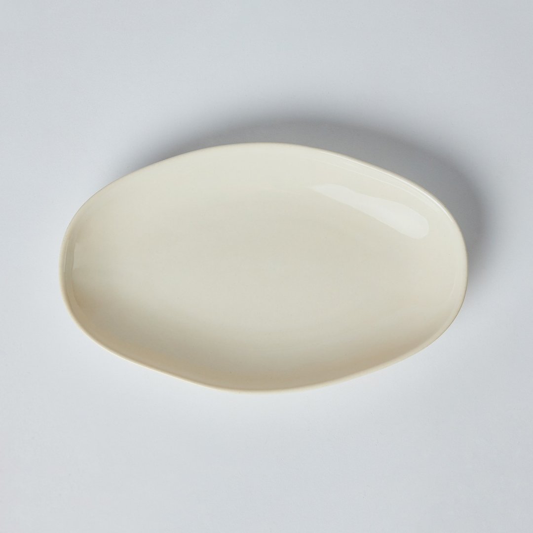 KOGA 许家陶器品 陶质六角腰子盘 (莺白) - 盘子/餐盘/盘架 - 陶 白色