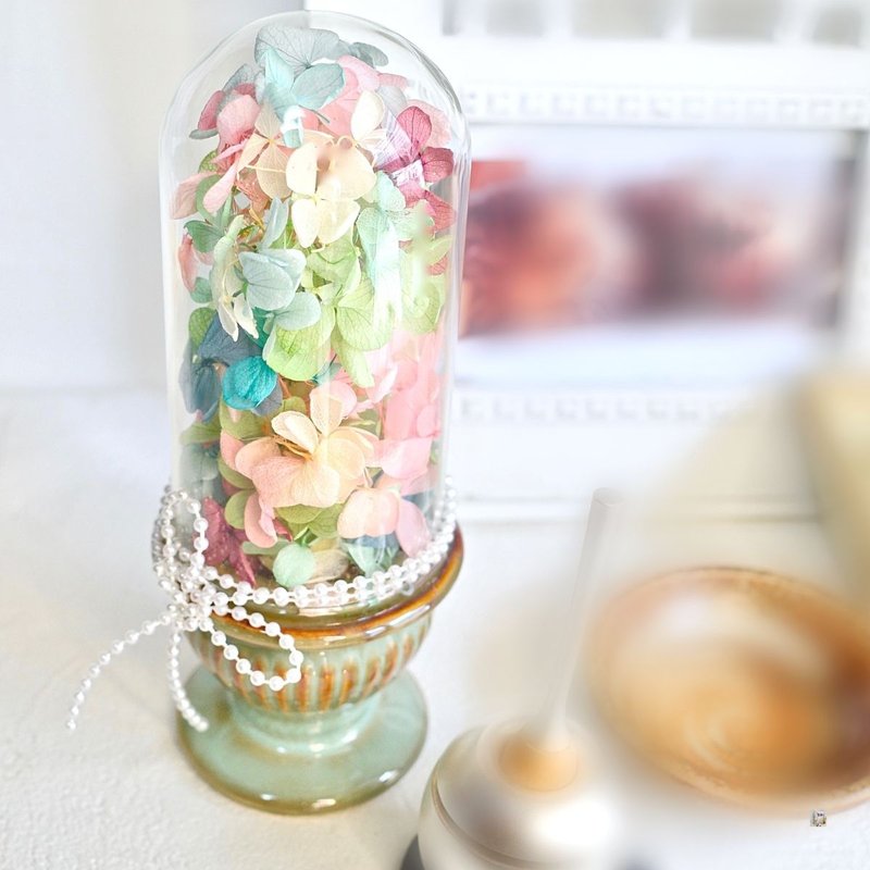 粉彩色永生绣球花玻璃球花礼 宠物/亲友追思供花 附黑礼盒 - 干燥花/捧花 - 玻璃 多色