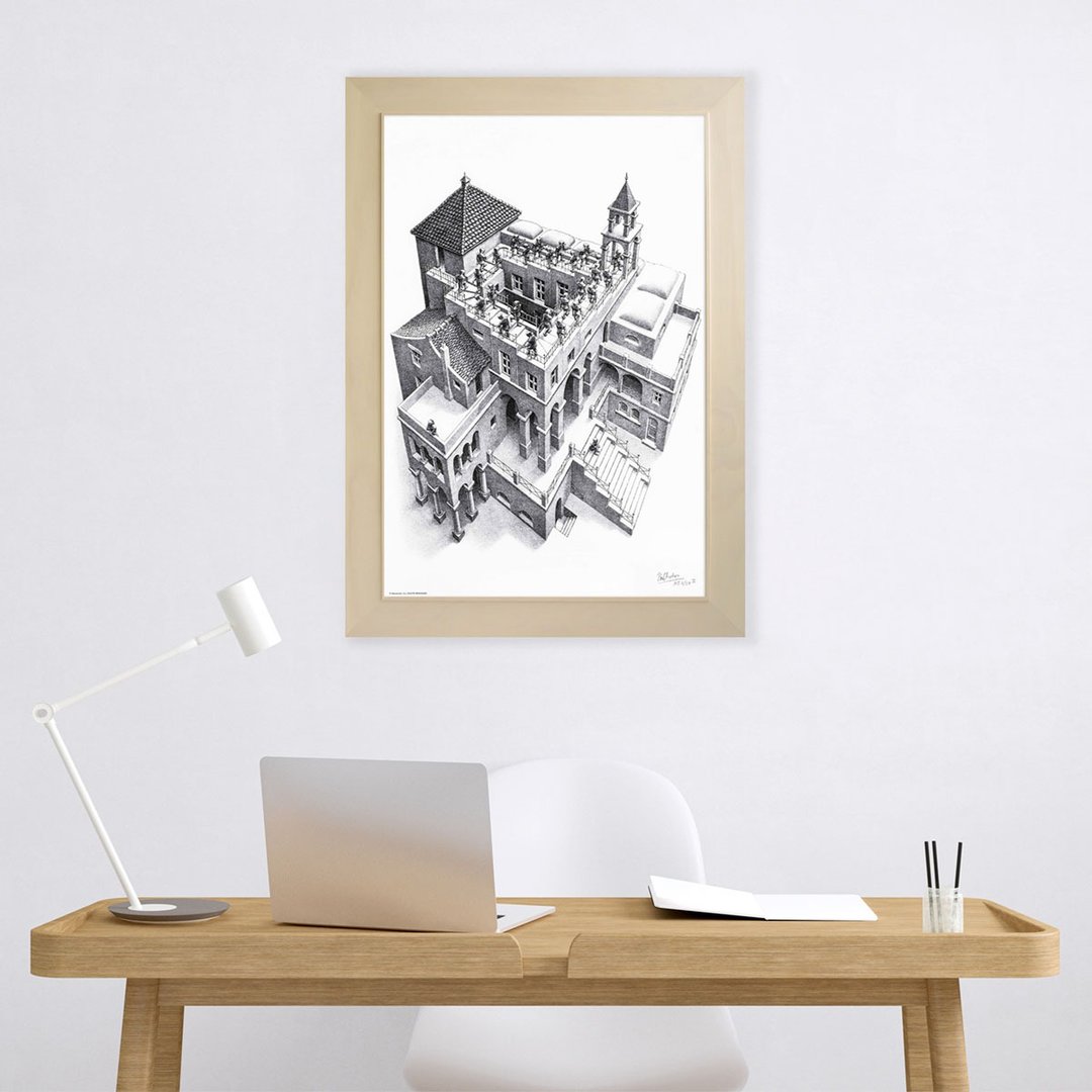 【上下阶梯】艾雪/含框/博物馆级艺术微喷/复制画 - 海报/装饰画/版画 - 纸 灰色