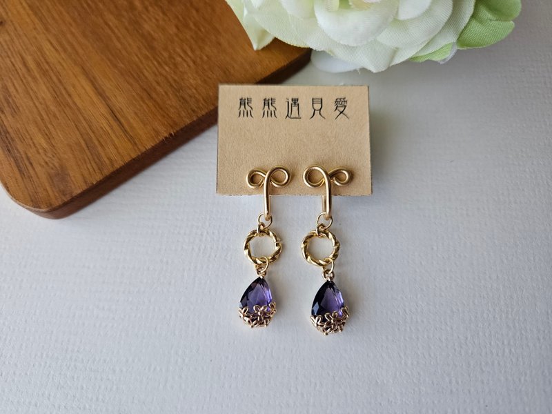 【初见】深紫~无痛耳夹、夹式耳环、耳钩 - 耳环/耳夹 - 其他材质 紫色