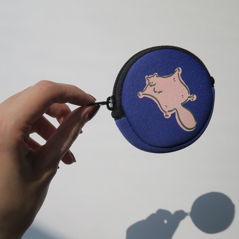 呆萌动物圆形零钱包 耳机包 AirPods 收纳 | 飞鼠【多色】 - 耳机收纳 - 防水材质 蓝色