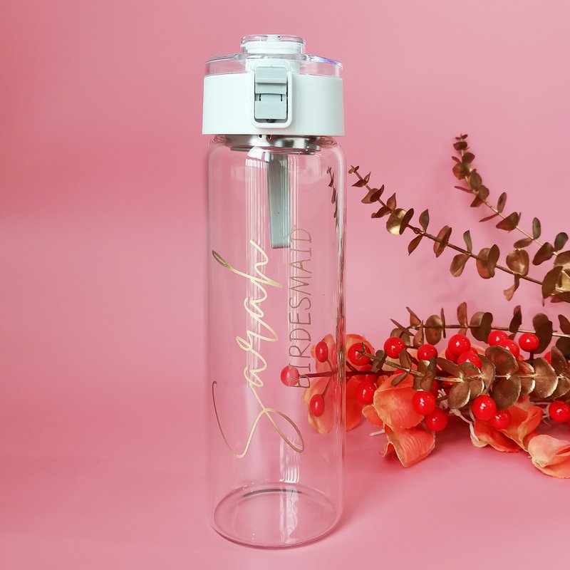 玻璃杯水樽定制化玻璃樽雕刻 结婚礼物纪念礼物 送伴娘送友人 - 玻璃杯 - 玻璃 