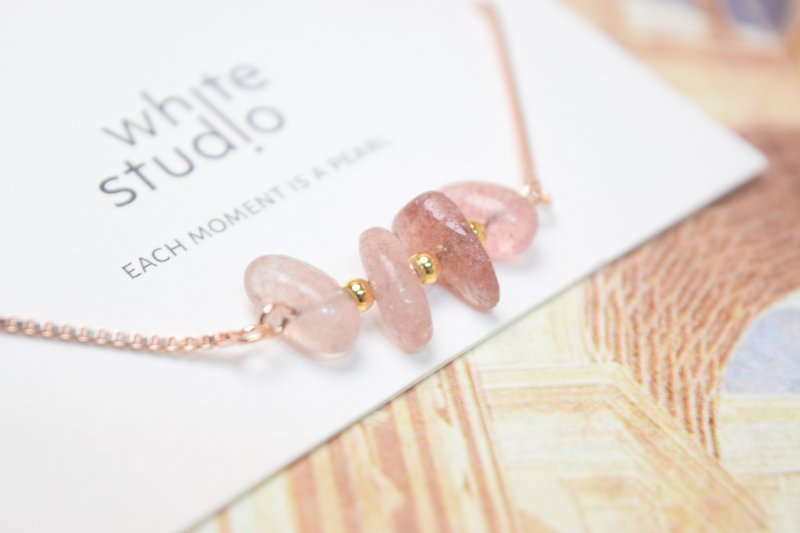 【良缘】*单手能戴 天然草莓晶 全925纯银索带手链 (银/金/玫瑰) - 手链/手环 - 纯银 粉红色