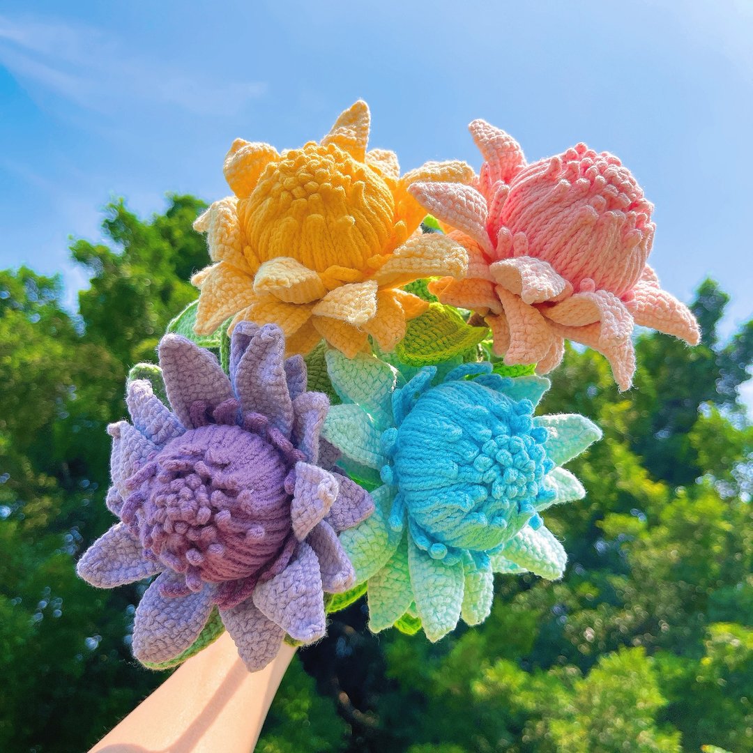 毕业礼物 毕业花束 定制化礼物 2026 母亲节花束钩织帝王花包扎花束 - 干燥花/捧花 - 棉 多色