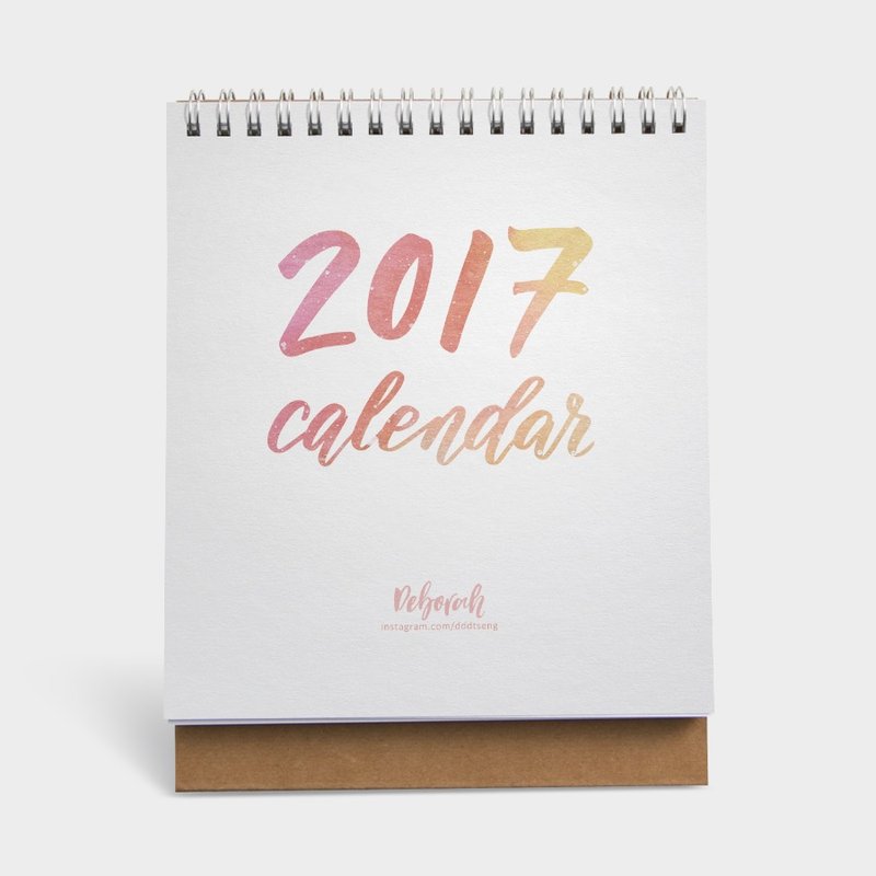 2017桌历 | Après un rêve 手写英文艺术字·水彩星空  by 简单写字  ｜A001KK001 - 年历/台历 - 纸 粉红色