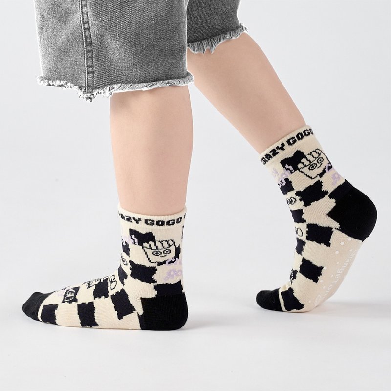 联名Crazygogo_魔术方块 中筒童袜 - 黑(1y-9y) - 袜子 - 棉．麻 黑色