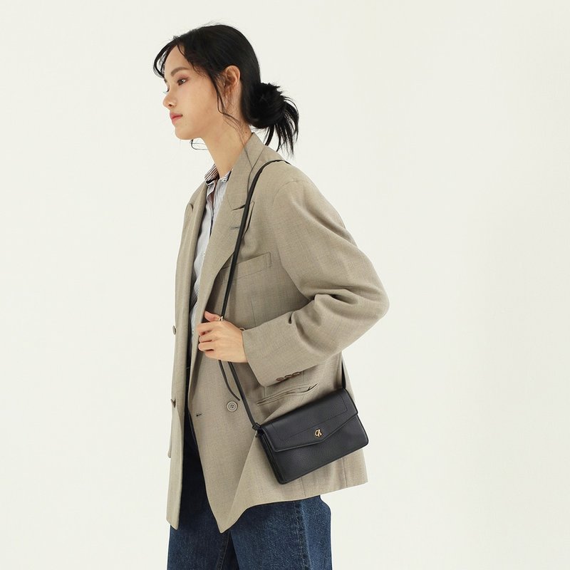 Irene (Black) :  Multi-function bag, clutch , long wallet, mini crossbody - 手提包/手提袋 - 真皮 黑色