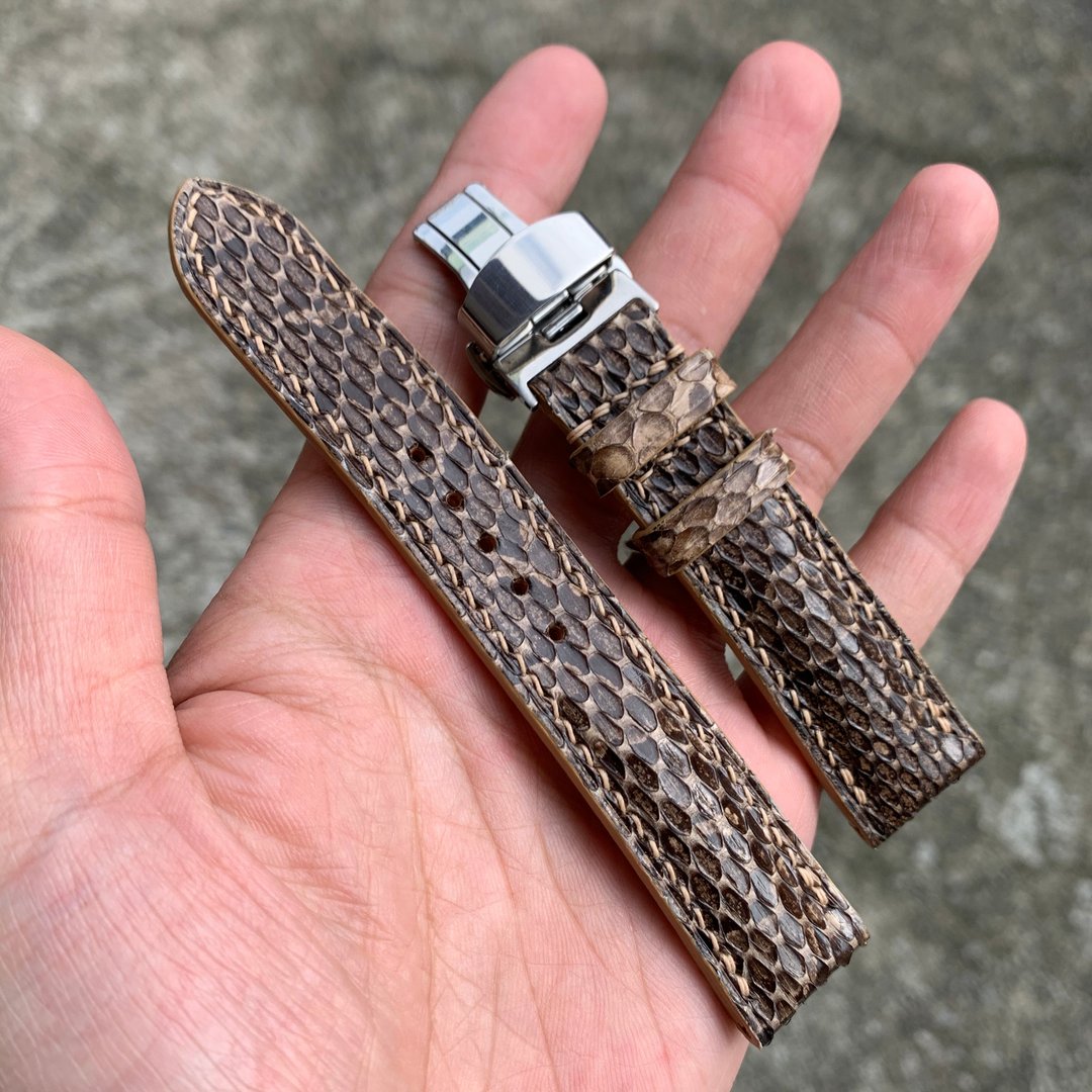 手工皮革表带 表带订制 牛皮表带 真皮表带 蝴蝶扣 折叠扣表带 - 表带 - 真皮 绿色