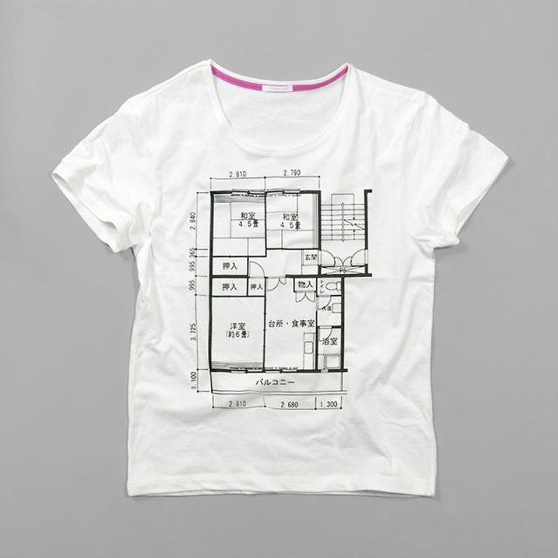To friends who moved home! Tcollector Japan's floor plan Ladies' T shirt XS ~ XL size - 女装 T 恤 - 棉．麻 白色