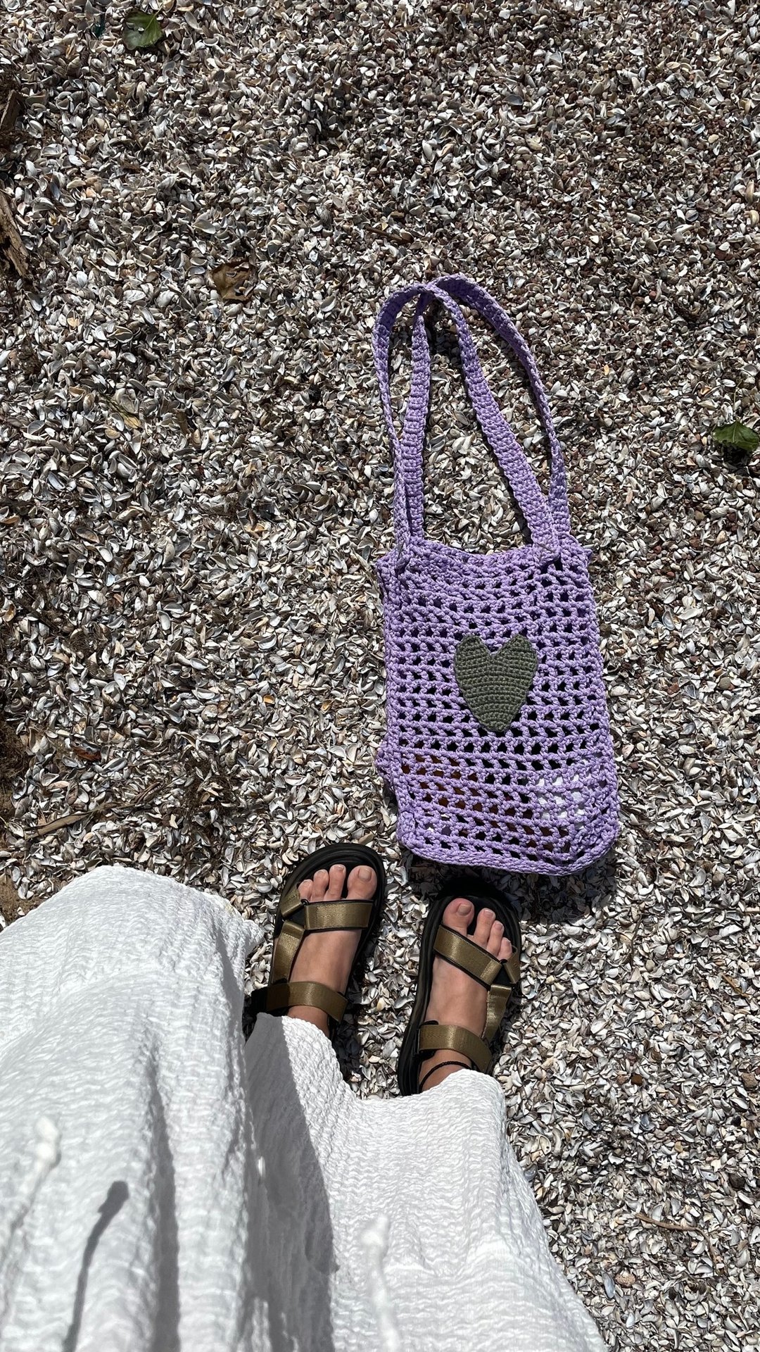 夏日钩针编织包 - 托特包 - 手作质感风格包款 - 手提包/手提袋 - 压克力 紫色