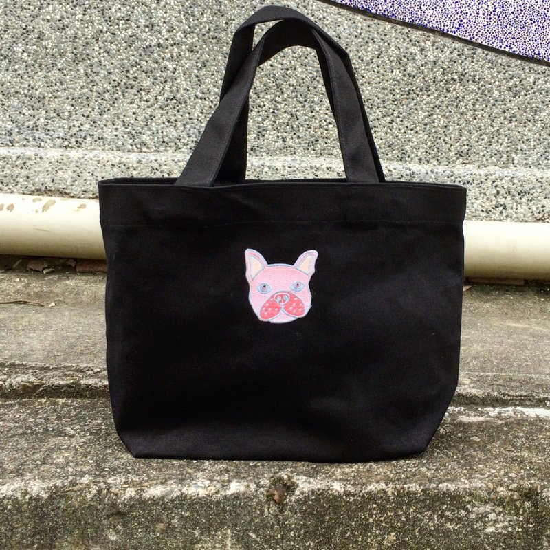 SillyCilly犀利希莉::B1622粉/蓝法斗黑色/白色::帆布手提袋 - 手提包/手提袋 - 棉．麻 