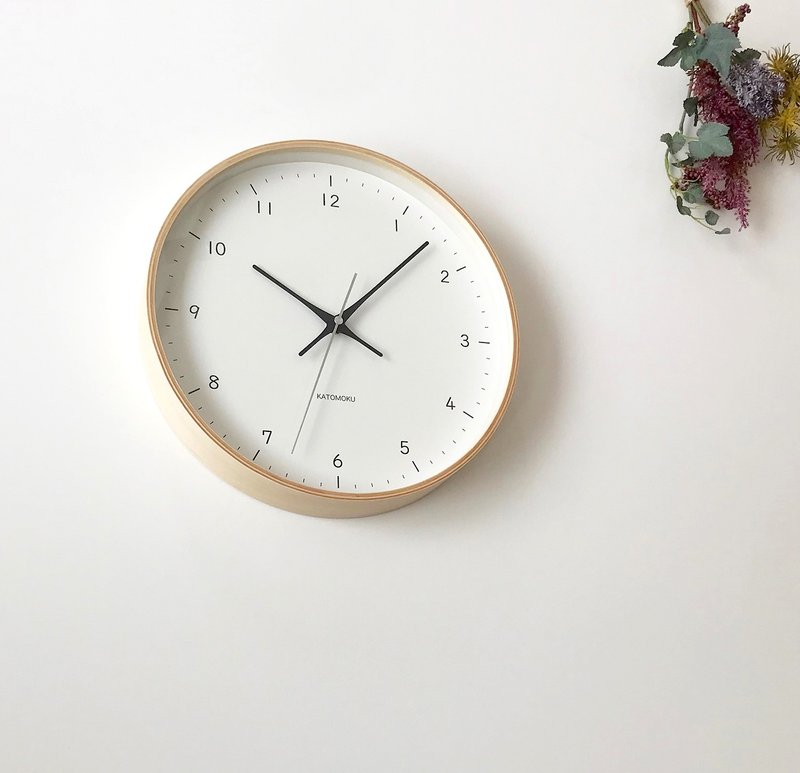 KATOMOKU plywood clock 12 自然色 (km-80NA) 挂钟 日本制造 - 时钟/闹钟 - 木头 卡其色