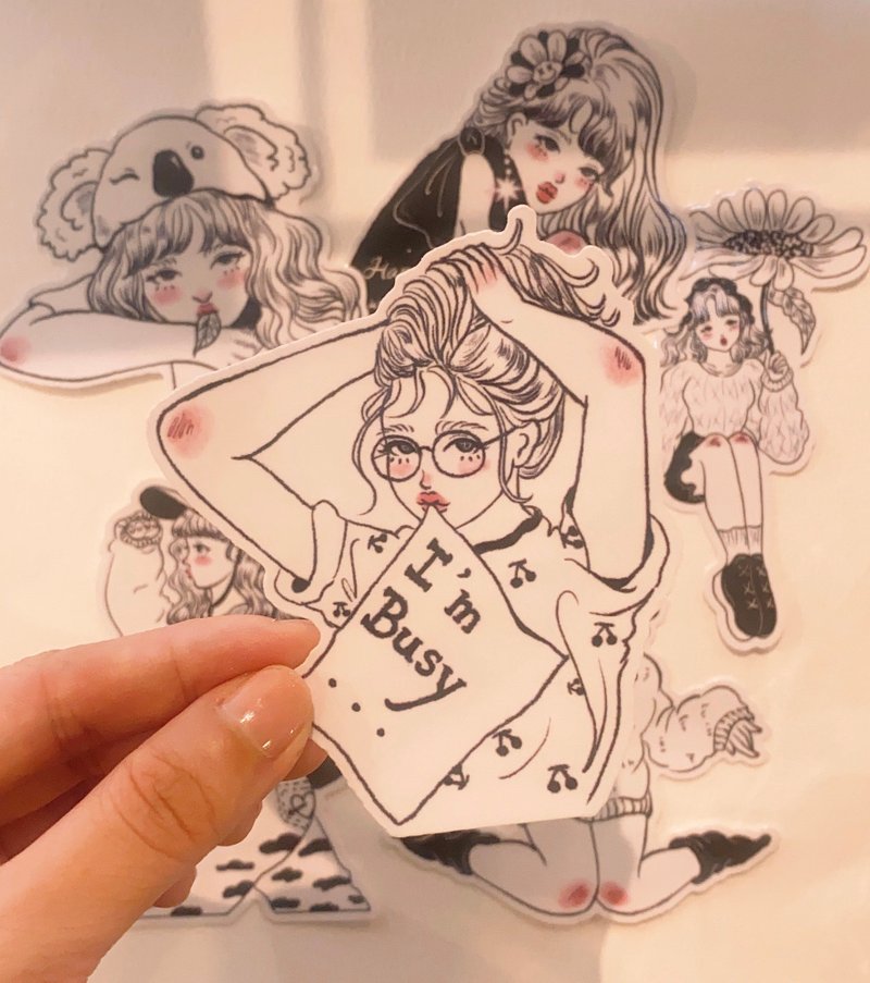 be you own girls 插画透明贴纸 六张入 - 贴纸 - 纸 黑色