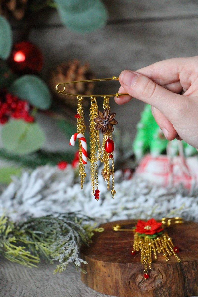 圣诞胸针 - 胸针 - 粘土 多色