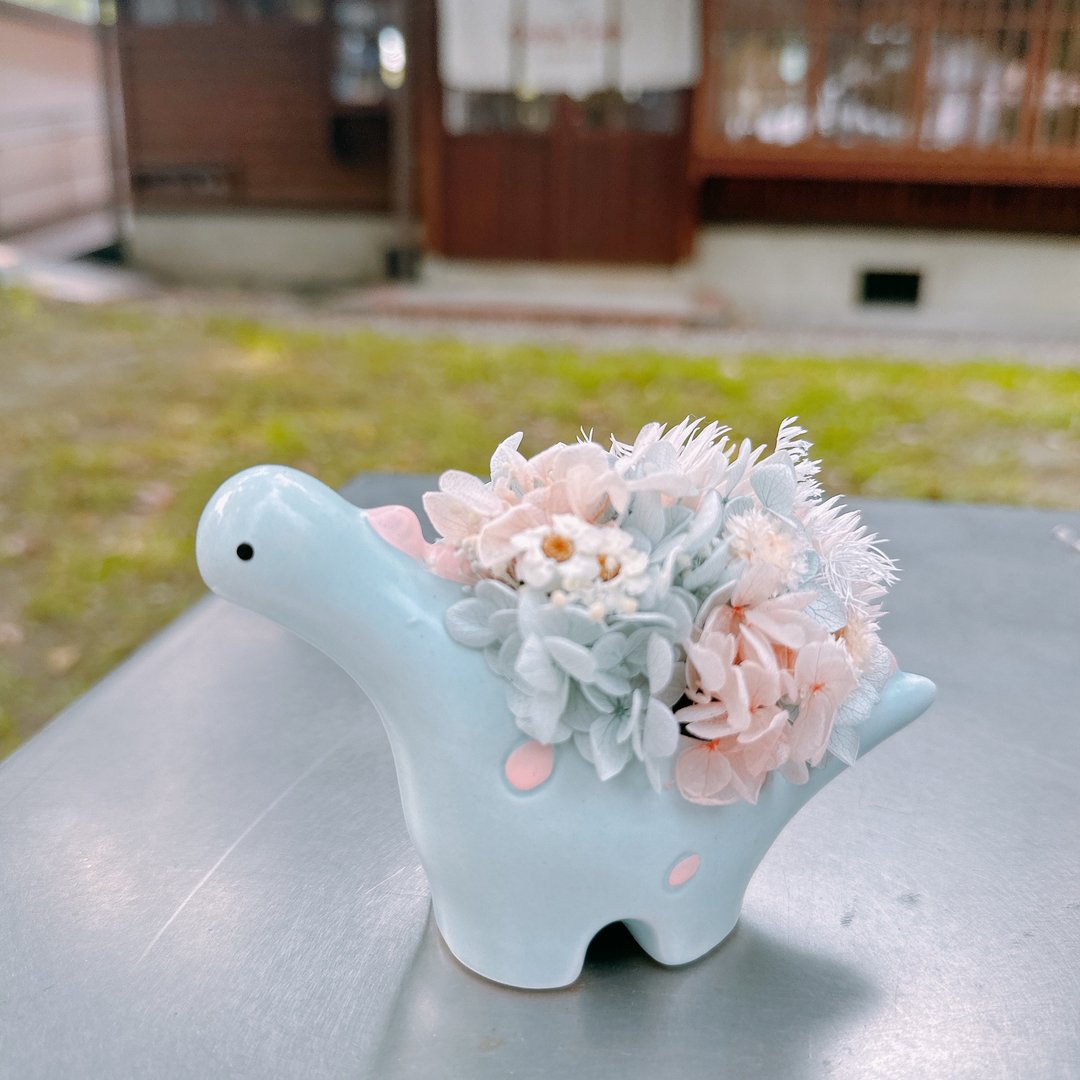 动物森林 干燥花 永生花 干燥花盆 盆栽 布置 情人节 弥月礼(恐龙 - 干燥花/捧花 - 植物．花 粉红色