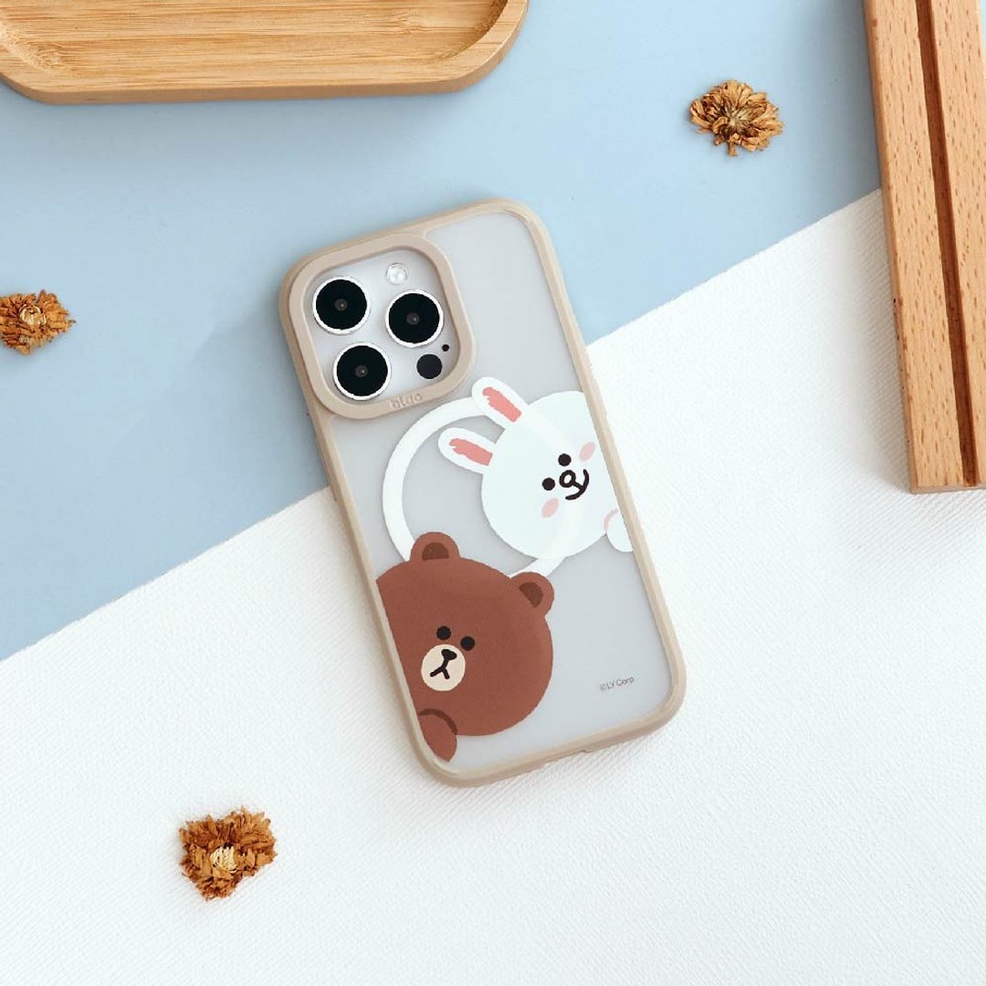 LINE FRIENDS经典-可爱探头极光雾透MagSafe iPhone手机壳 - 手机壳/手机套 - 塑料 多色