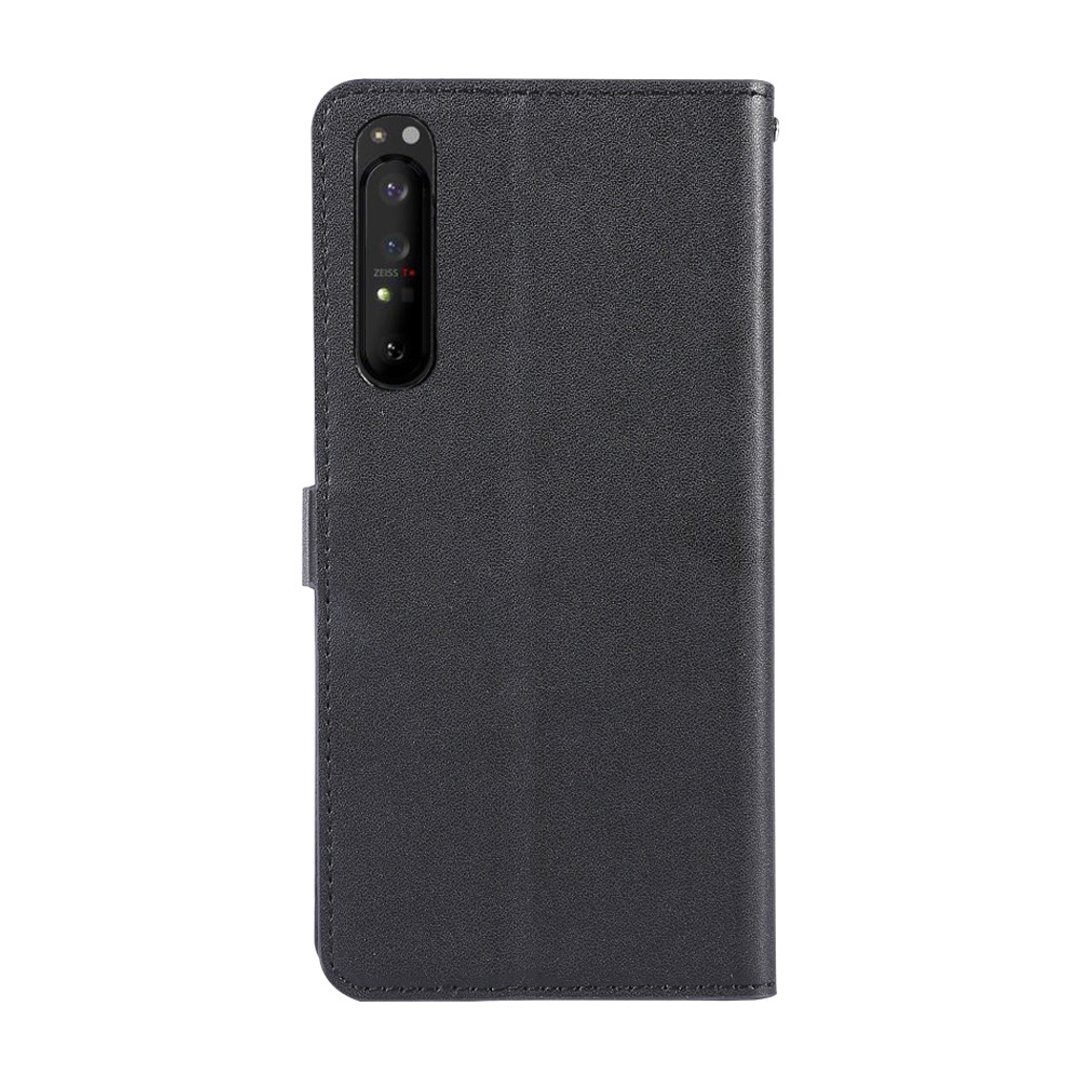 CASE SHOP SONY Xperia 1 II 前插卡侧立式皮套-黑  送3.5mm耳机 - 手机壳/手机套 - 人造皮革 黑色