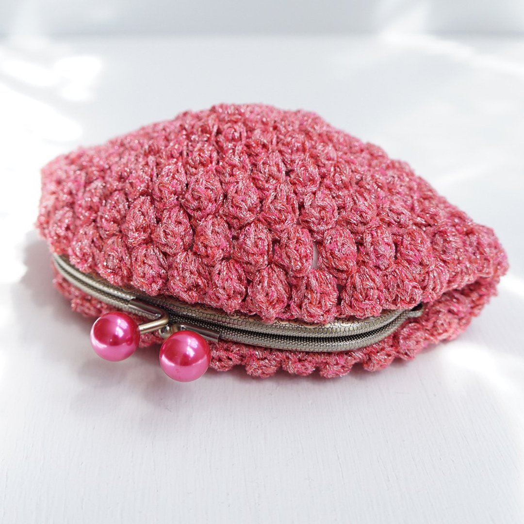 Ba-ba handmade Popcorn crochet pouch No.C1445 - 化妆包/杂物包 - 其他材质 粉红色