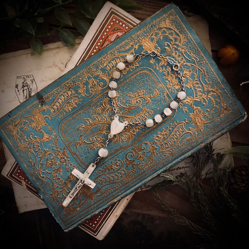 法国天主教 全母贝镀银十年念珠*Decade Rosary Bracelet*手链 - 手链/手环 - 贝壳 