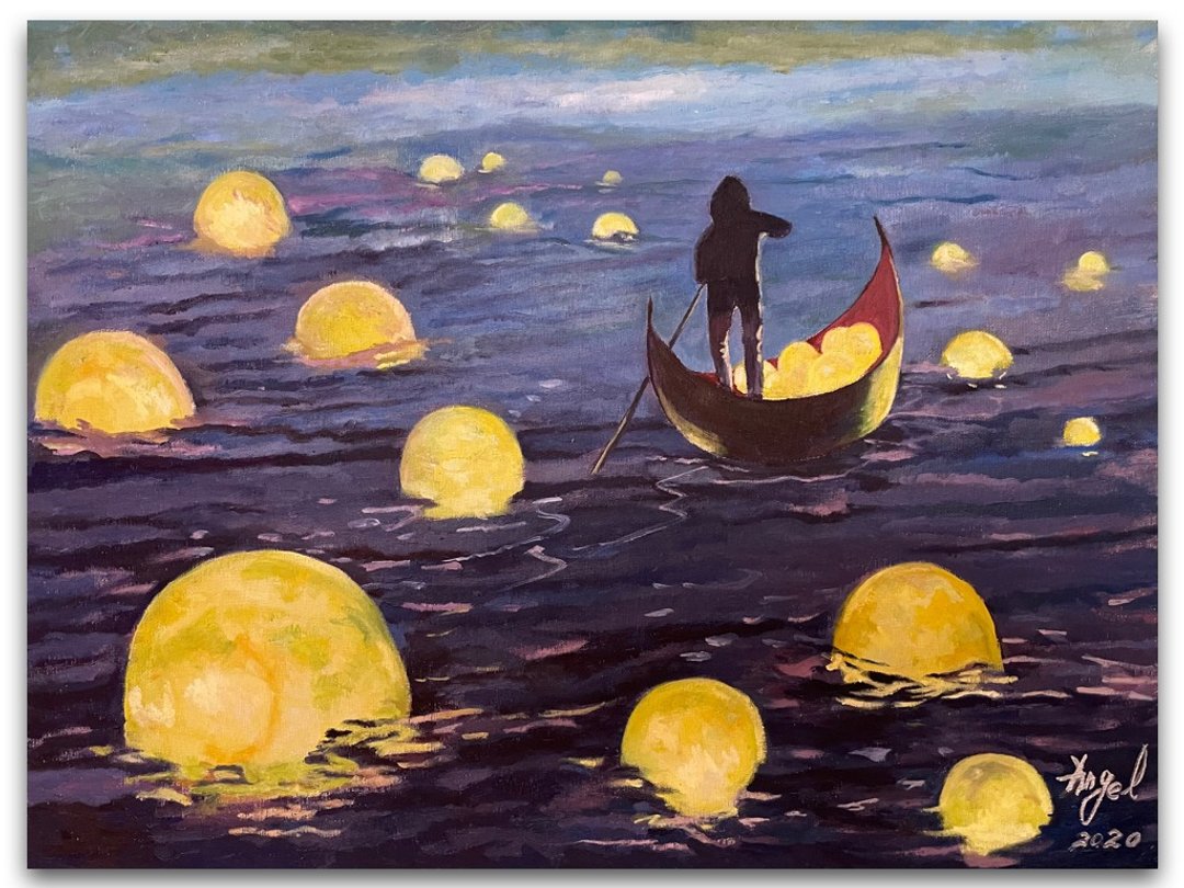 天使画廊/ 月之河- 乘载着丰盛与充满希望的未来/手工油画 / 挂画 - 海报/装饰画/版画 - 棉 蓝色