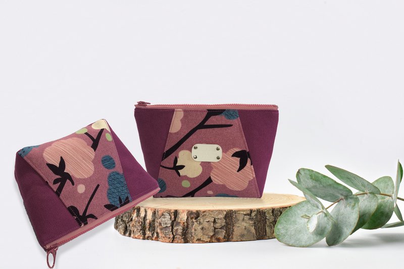 拼布化妆包 造型收纳包 防泼水收纳包 - 化妆包/杂物包 - 棉．麻 