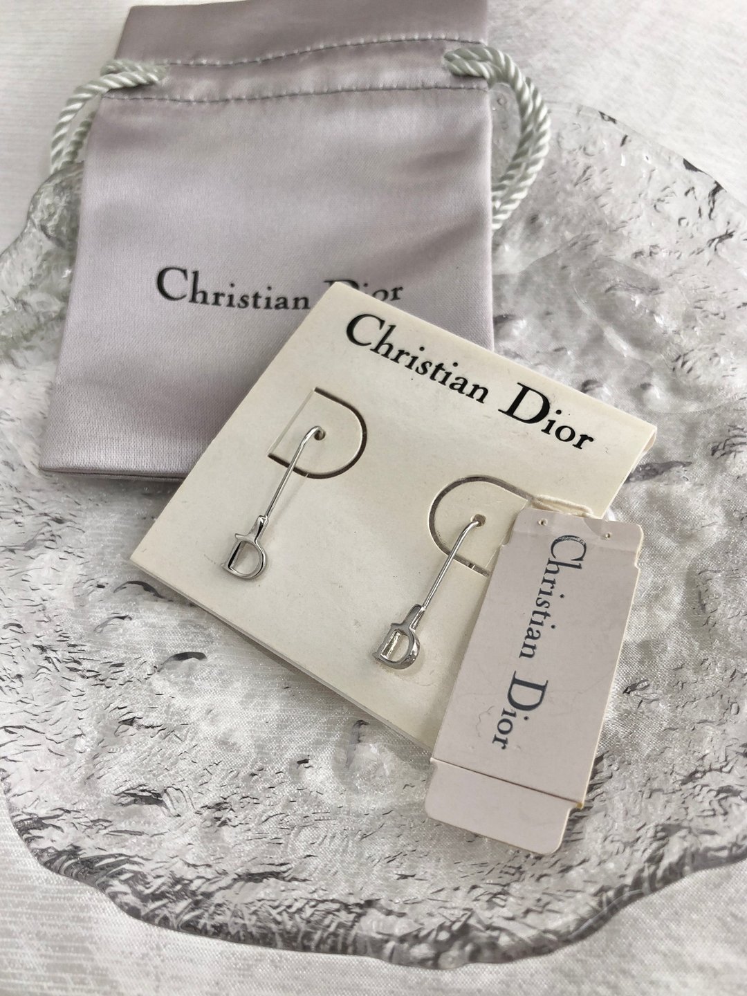 【日本直送 名牌中古包】Christian Dior 克里斯汀·迪奥 耳环 银色 D Logo vintage 二手 ua3837 - 耳环/耳夹 - 其他材质 银色