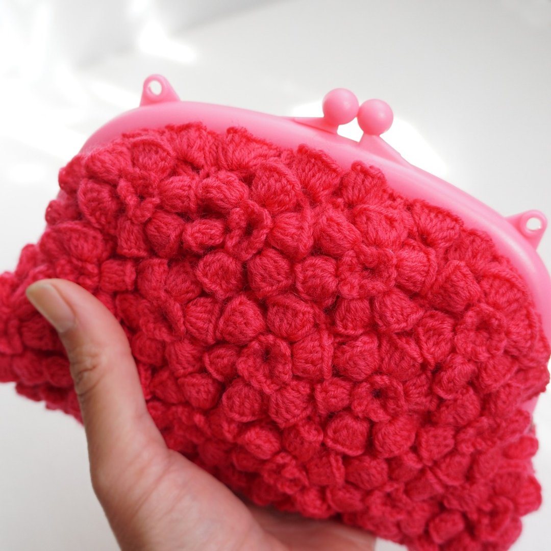Ba-ba handmade Poppy puff knitting mini-bag  No.C1504 - 化妆包/杂物包 - 其他材质 粉红色