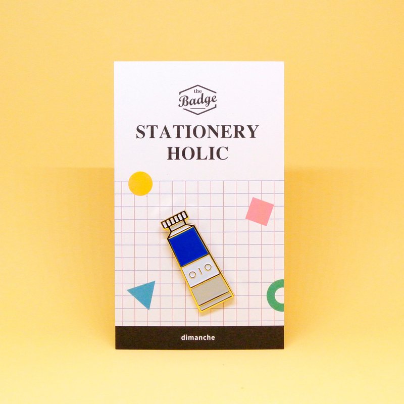 迪梦奇 - 文具控徽章 [水彩/蓝] - 徽章/别针 - 其他金属 多色