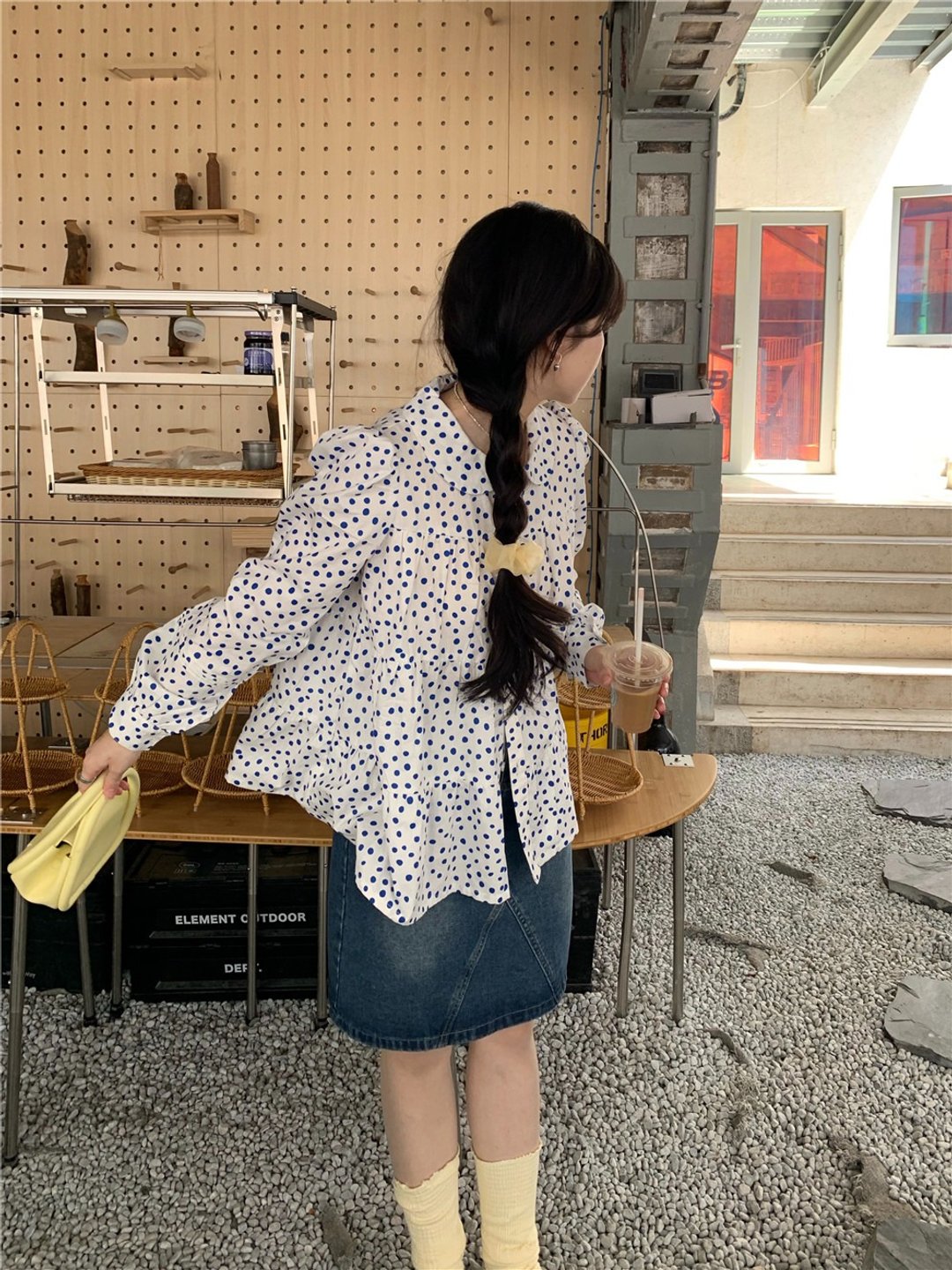 减龄 法式宽松  波点 娃娃领 长袖衬衫 韩少女慵懒 - 女装衬衫 - 棉 多色