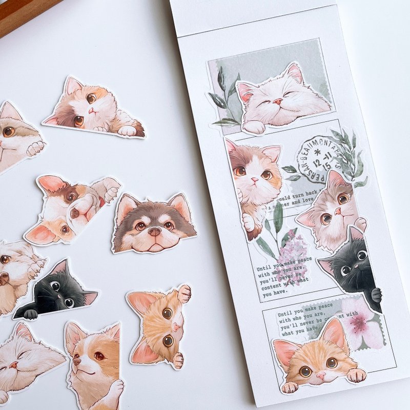 ぴょこっと | 散装贴纸 | 动物 狗 猫 - 贴纸 - 纸 