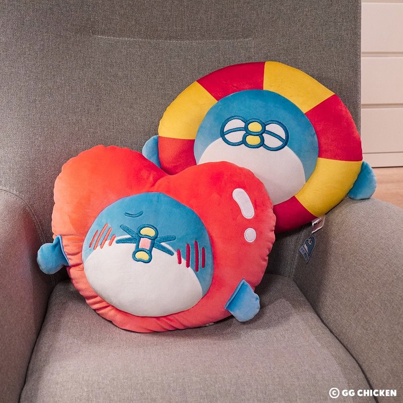 PP mini 小小企鹅-绒毛抱枕(泳圈款/爱心款) - 枕头/抱枕 - 其他人造纤维 
