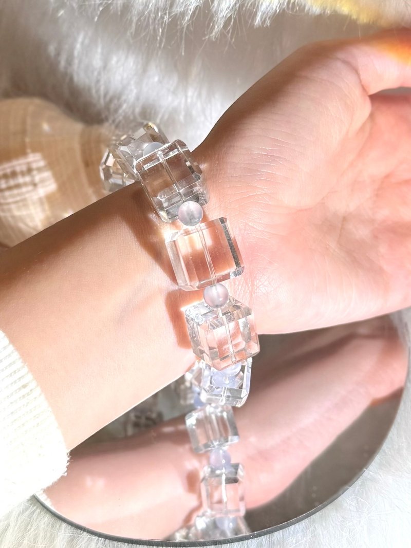 定制化 | 冰糖 | 白水晶、蓝玉髓 - 手链/手环 - 水晶 透明