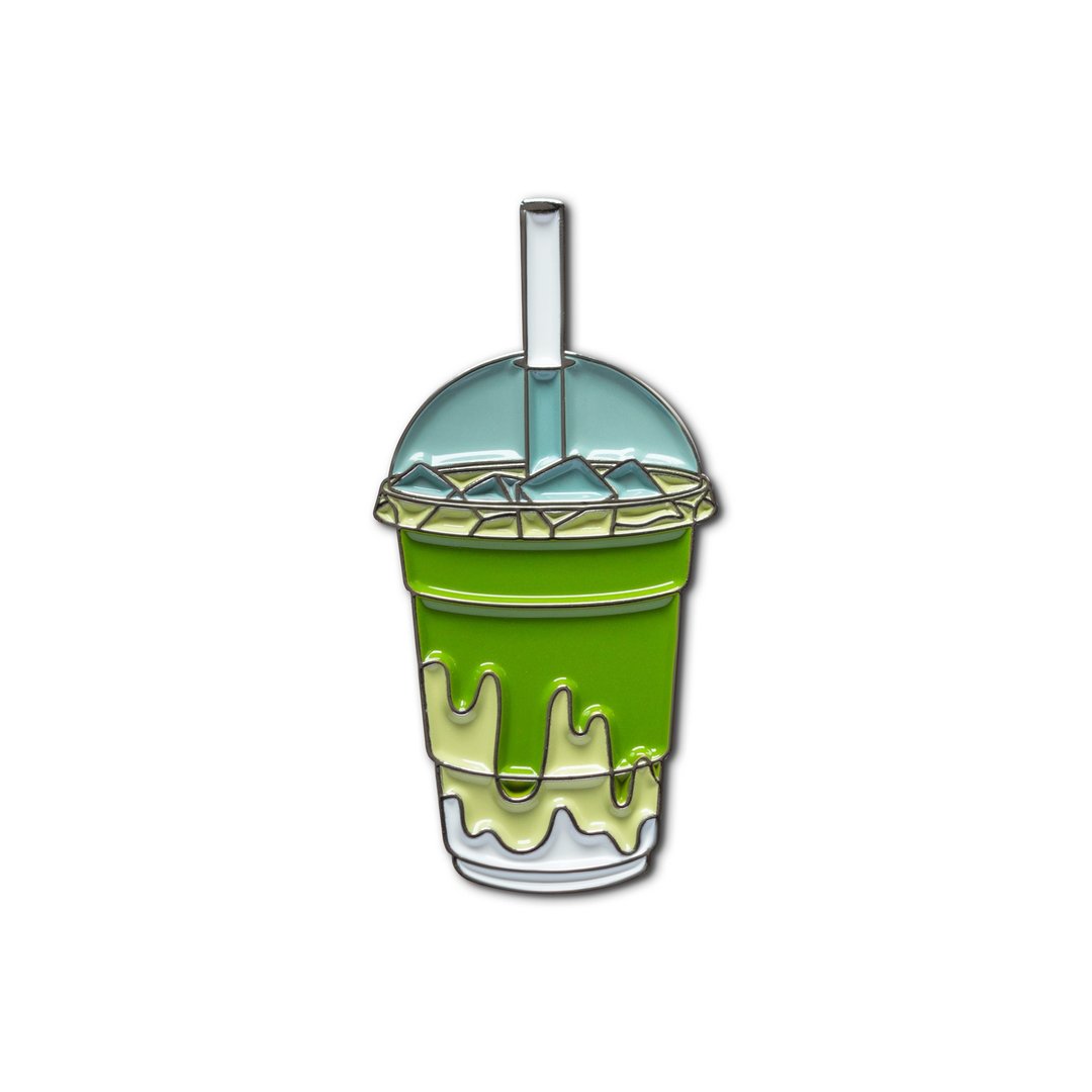 珐琅别针冰抹茶拿铁 - 徽章/别针 - 珐琅 绿色
