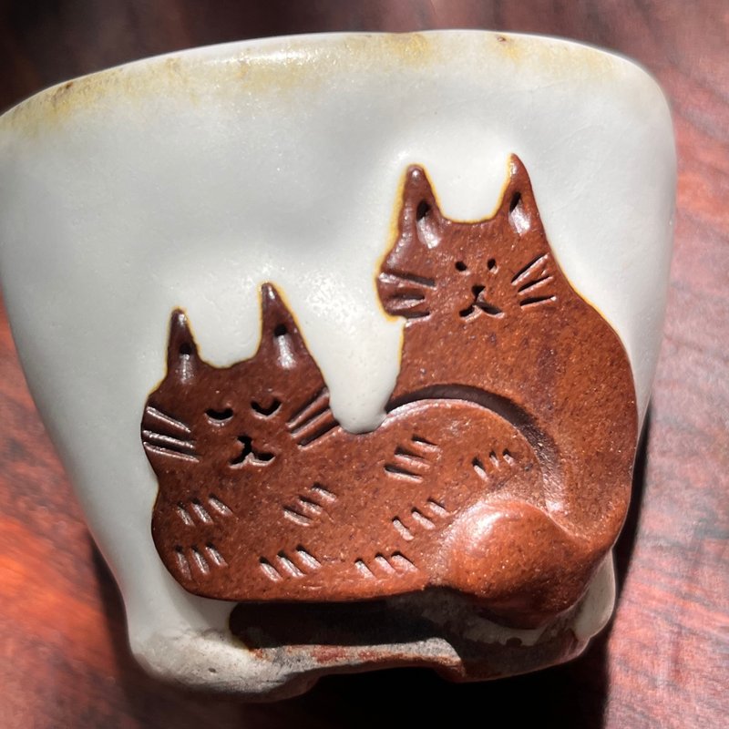 双猫小雪杯 / 陶 - 茶具/茶杯 - 陶 白色