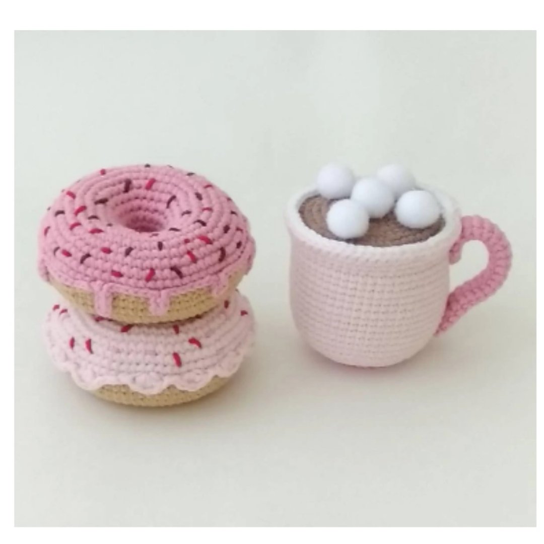 tea party set, amigurumi doughnut, play kitchen,crochet food - 玩具/玩偶 - 棉 