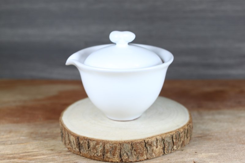 【钟声响起】纯白 发升盖碗 盖杯 莺歌名家叶敏祥作品 - 茶具/茶杯 - 陶 
