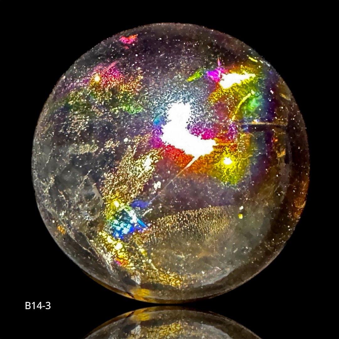B14-3 大彩虹光 茶水晶球 隐性蓝针 高能量 小型随身 茶晶球 聚财 - 摆饰 - 水晶 