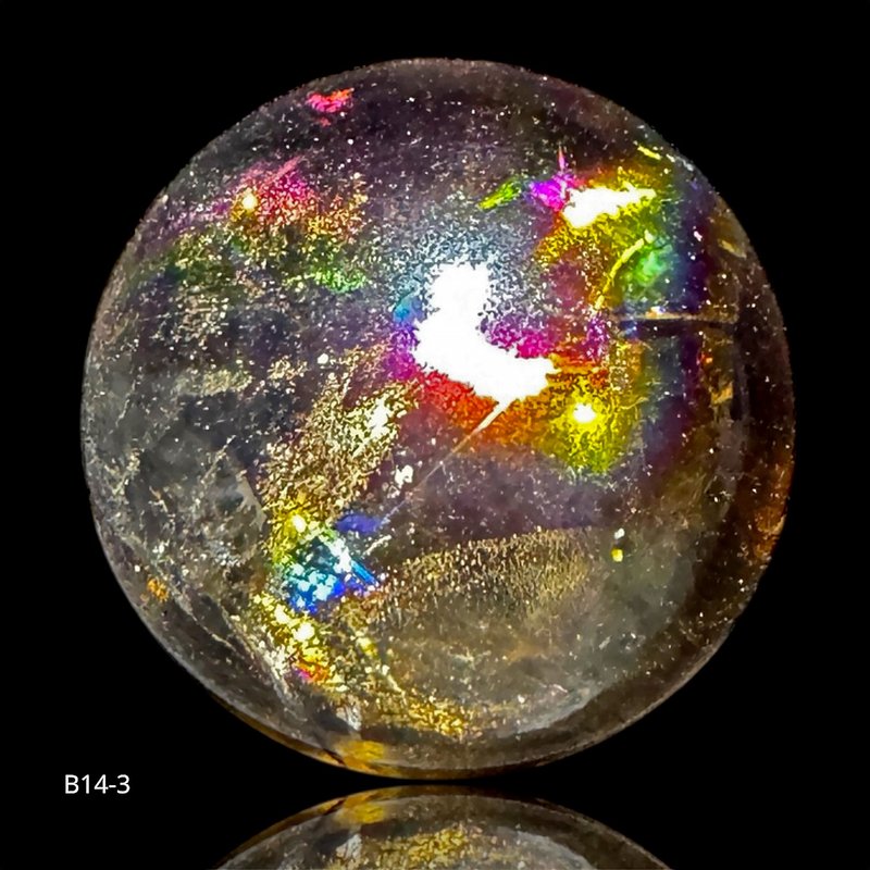 B14-3 大彩虹光 茶水晶球 隐性蓝针 高能量 小型随身 茶晶球 聚财 - 摆饰 - 水晶 