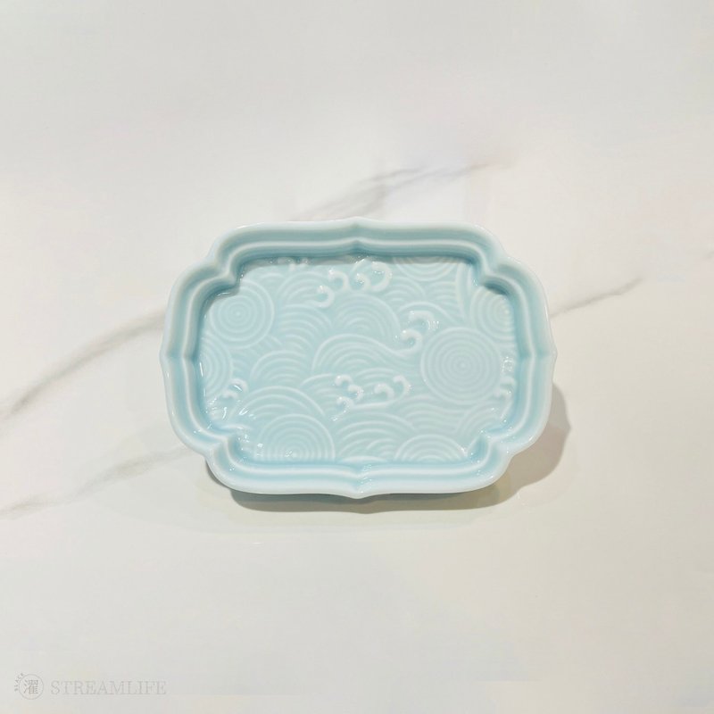 水波祥瑞瓷盘 - 蓝 - 盘子/餐盘/盘架 - 瓷 蓝色