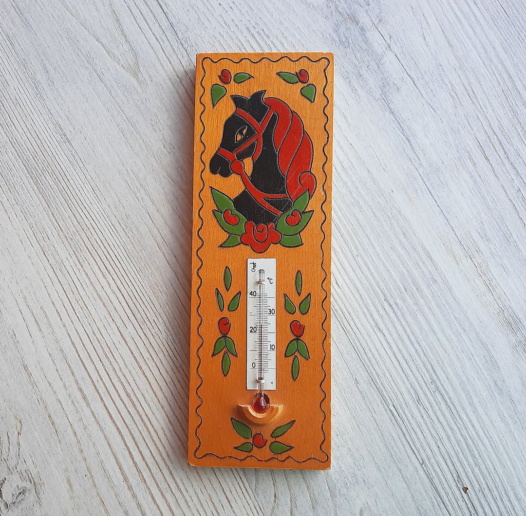 Wall hanging domestic thermometer wooden plank kids room decor vintage - 儿童家具 - 木头 
