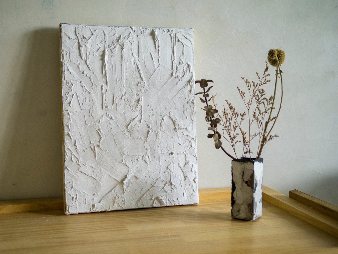 砂质石膏画【砂墙】中 / 库存 / 纯手工 - 海报/装饰画/版画 - 水泥 白色
