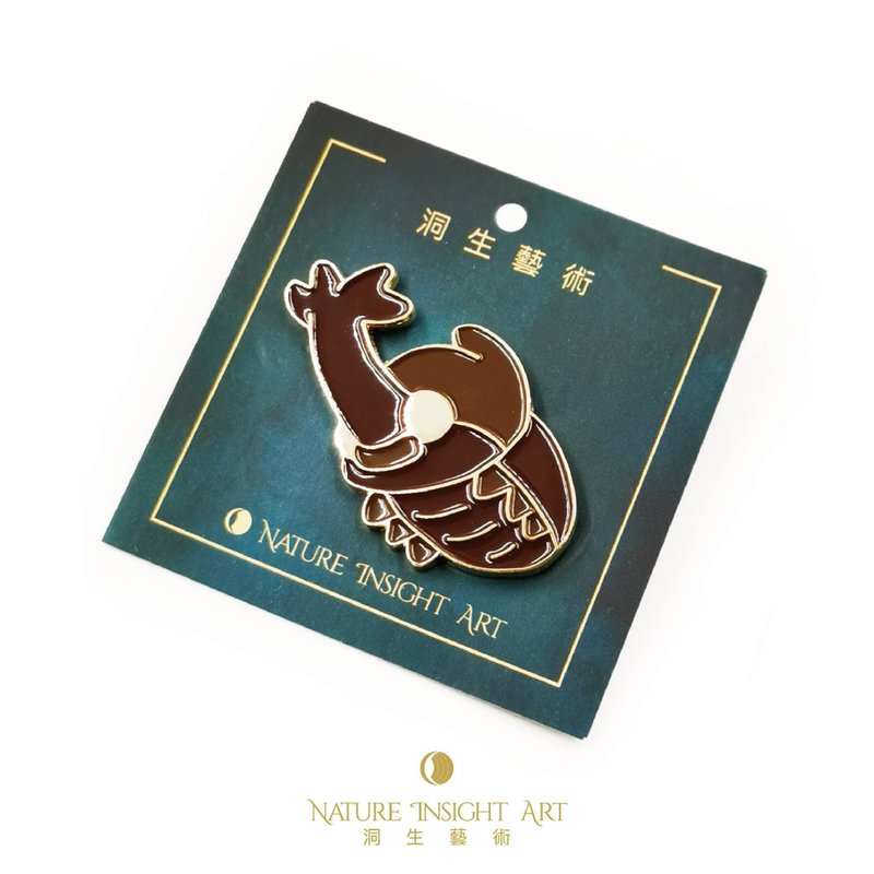 洞生艺术 | Q版昆虫金属徽章-独角仙 - 胸针 - 铝合金 白色