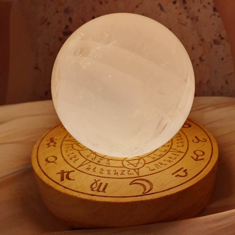 马达加斯加粉晶球 星光粉晶 六芒星 心轮 疗愈 好人缘 桃花 夜灯 - 摆饰 - 其他材质 粉红色